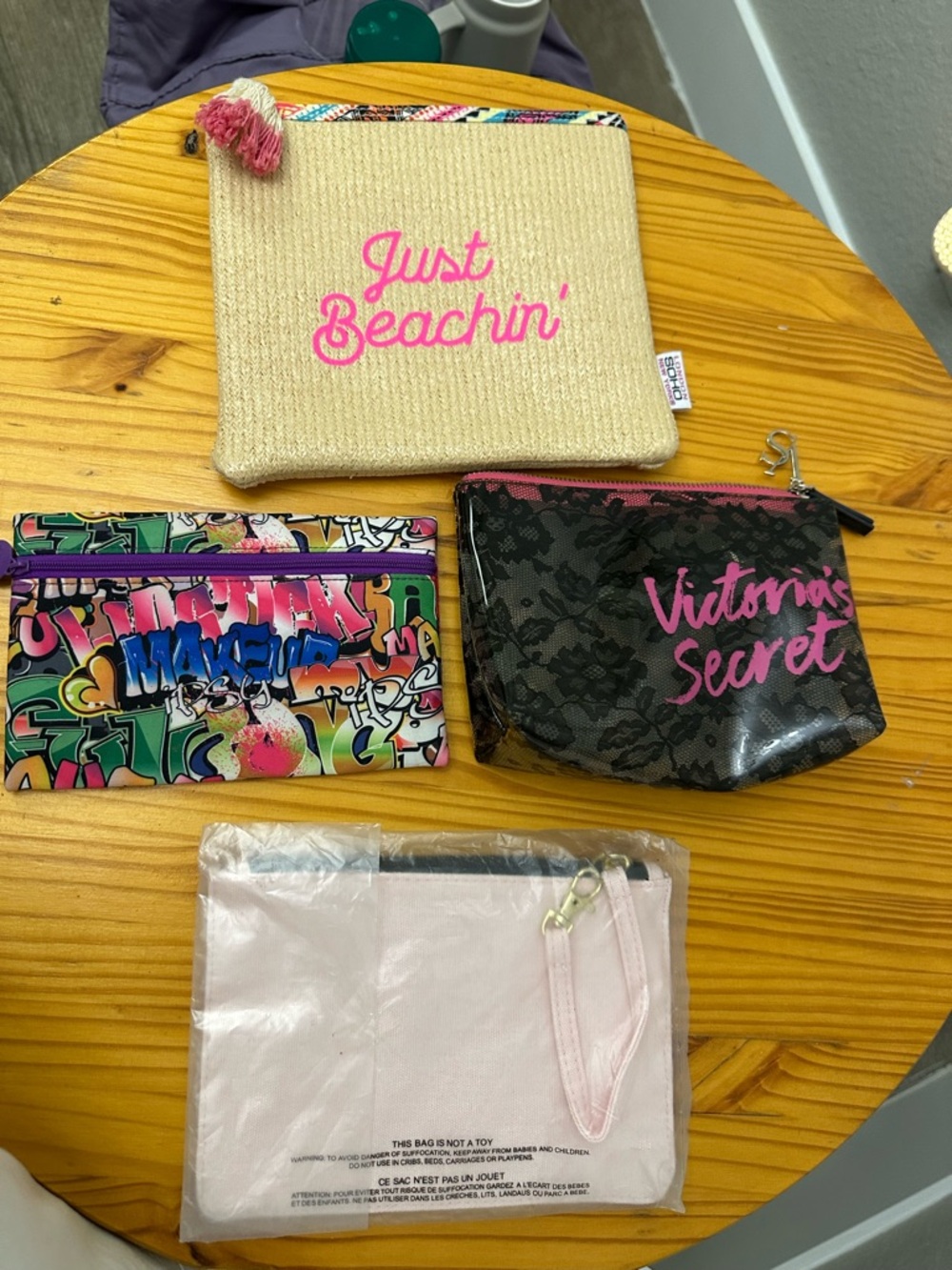 Victoria's Secret Pink and Black Cosmetic Pouch Set